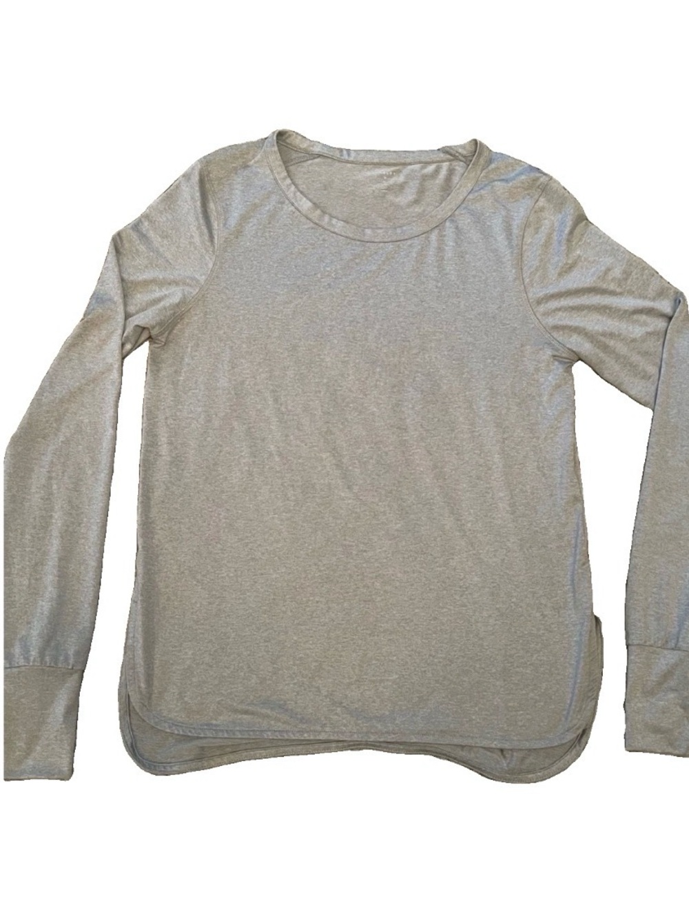 Varley Womens Grey Long Sleeve Activewear Top Thumbholes Split Hem Size M